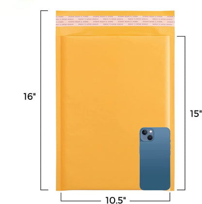 10.5x16 Kraft Bubble Mailer  #5 | Usable Size 10.5x15" | Yellow