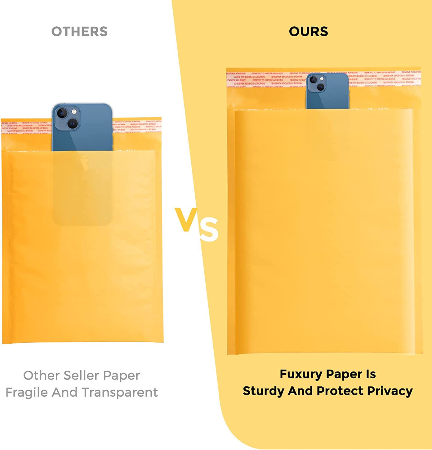 10.5x16 Kraft Bubble Mailer  #5 | Usable Size 10.5x15" | Yellow