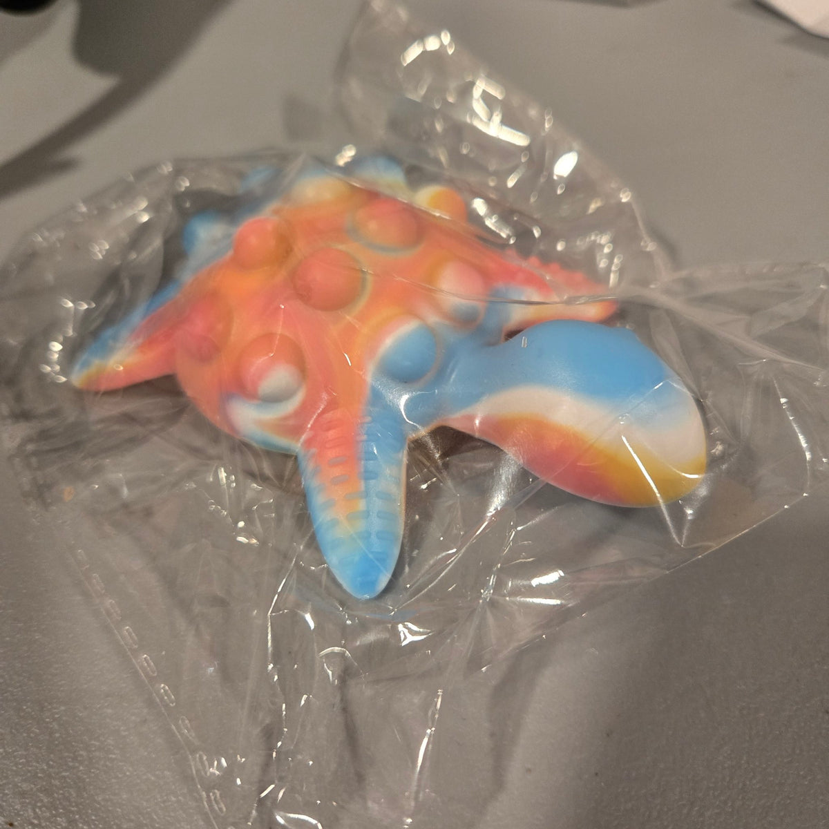 Turtle Bubble Pop Fidget Toy — Tie Dye Silicone Popper Keychain, Rainbow
