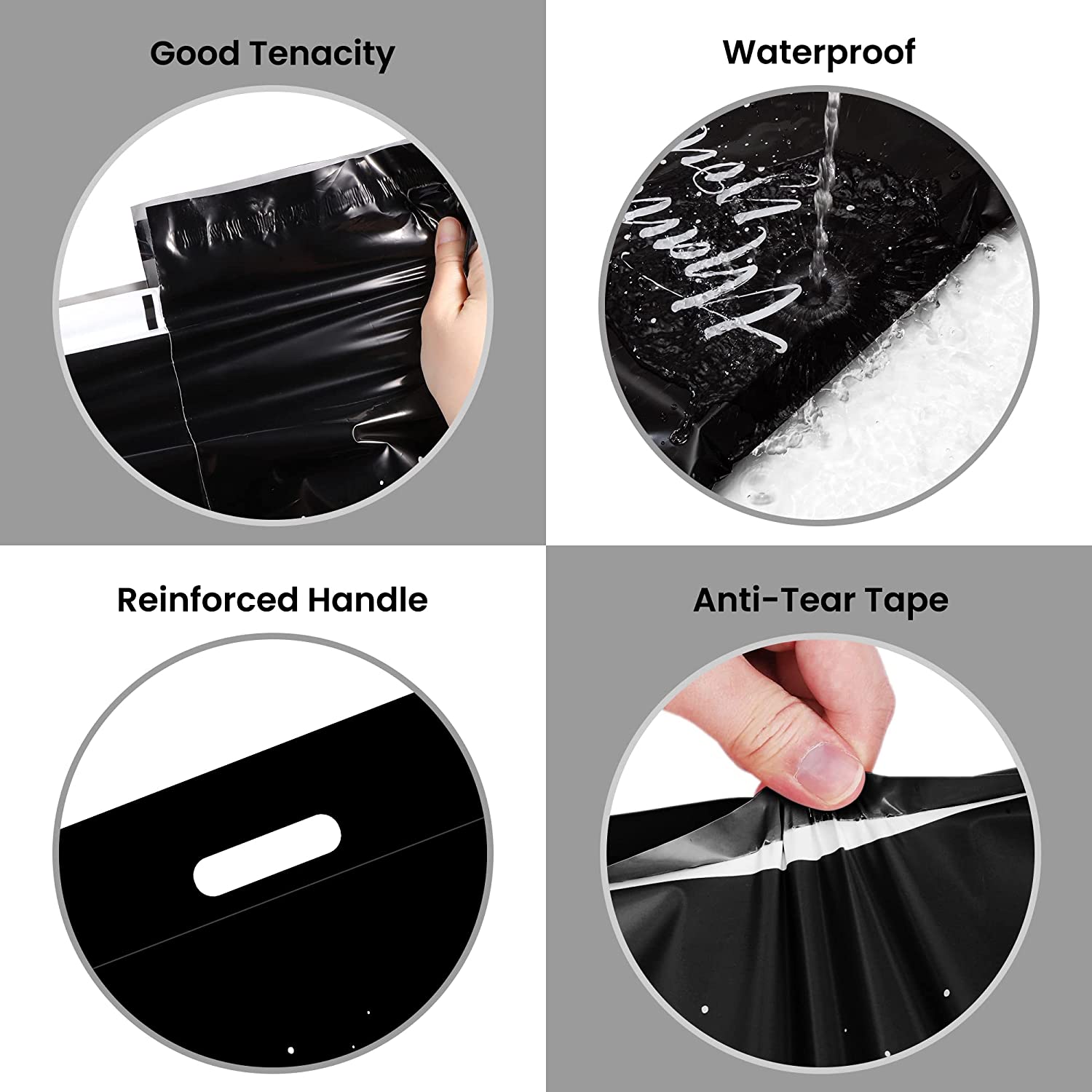 10x13 Poly - Mailer Self - Sealing Envelope Shipping Bags with Handle | Black - Shipping In Style