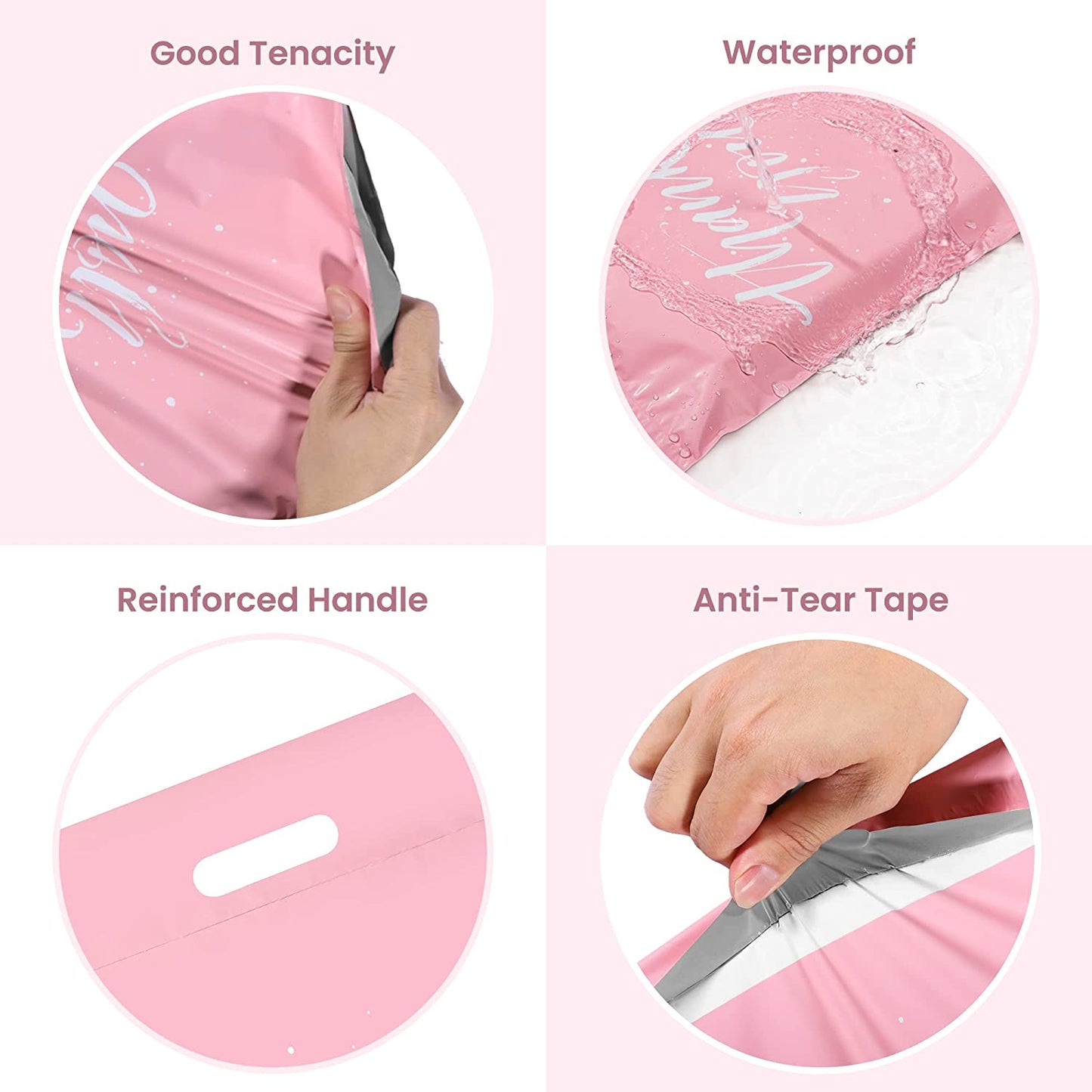 10x13 Poly - Mailer Self - Sealing Envelope Shipping Bags with Handle | Sakura Pink - Shipping In Style