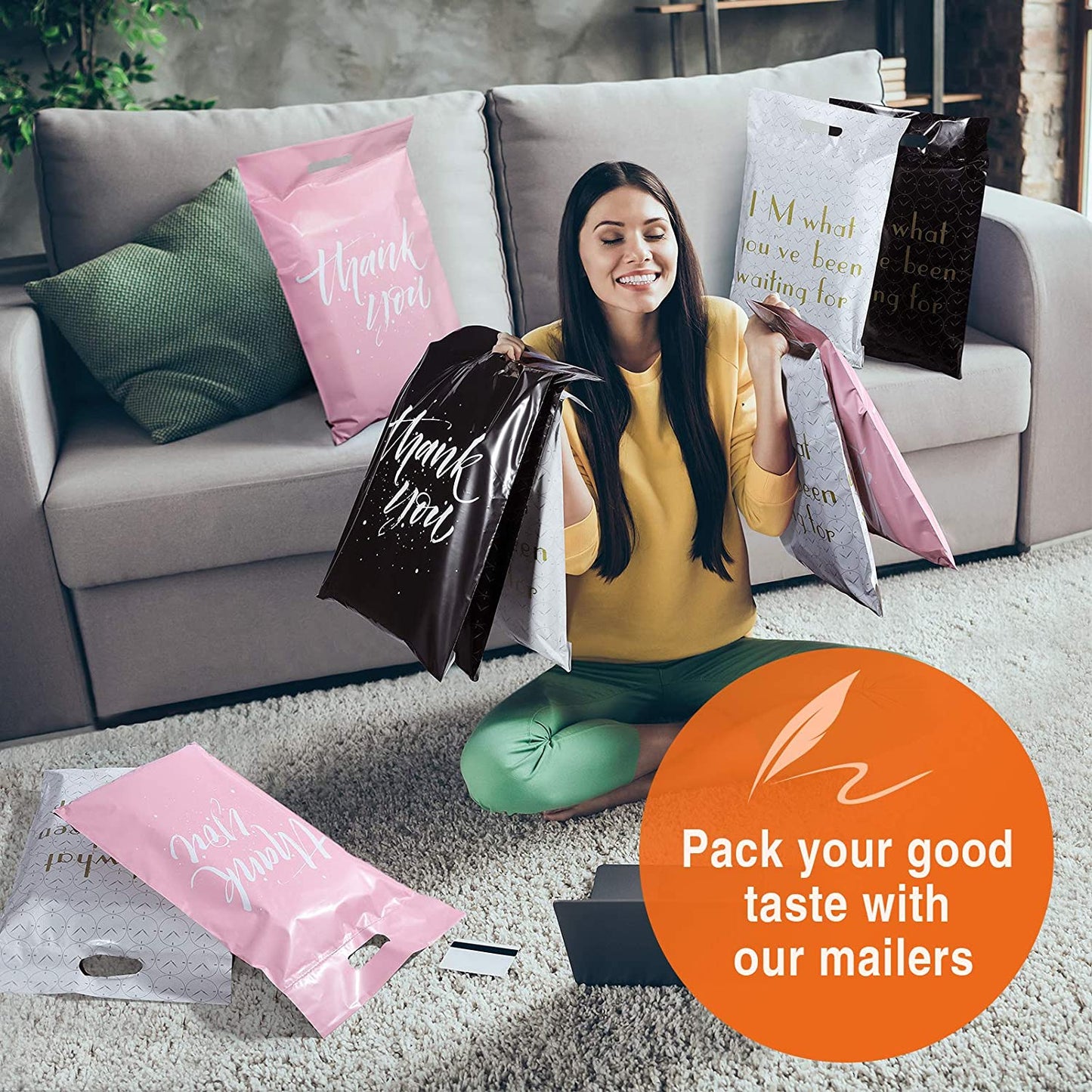10x13 Poly Mailer Shipping Bags with Handle | 1000 Pack Wholesale