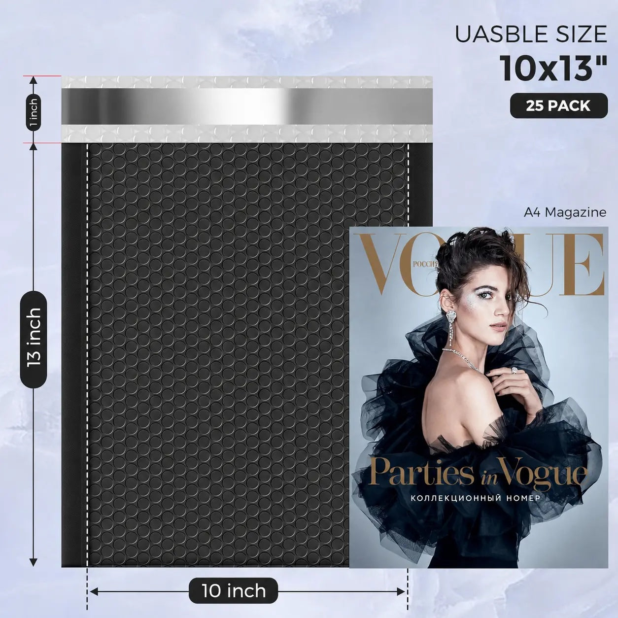 10x14 Bubble Mailer Padded Envelope | Usable Size 10x13" | Black