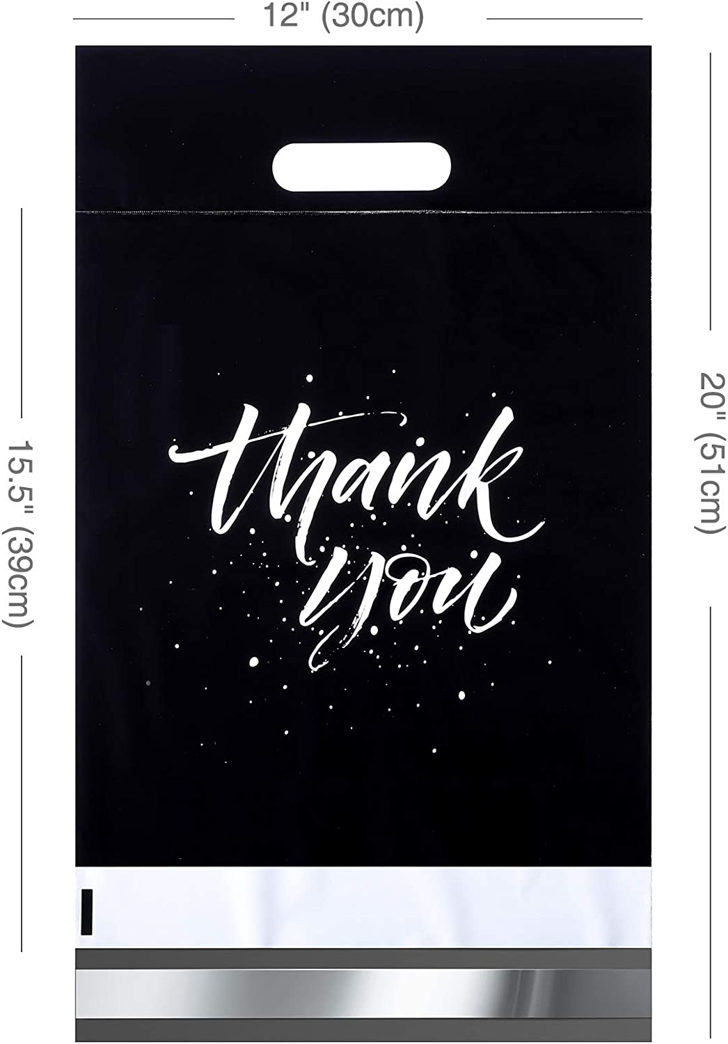 12x15.5 Poly Mailer Self-Sealing Envelope Shipping Bags with Handle Black