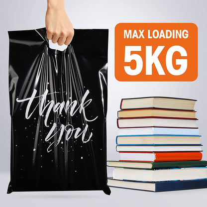 12x15.5 Poly Mailer Self-Sealing Envelope Shipping Bags with Handle Black