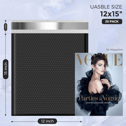 12x16 Bubble Mailer | Usable Size 12x15" | Black