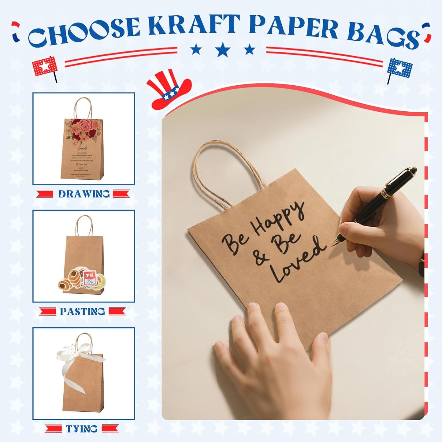 8x4.5x10 Inch Kraft Paper Gift Bags
