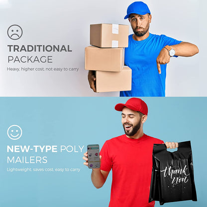 14.5x19 Poly Mailer Self-Sealing Envelope Shipping Bags with Handle | 500 Pack Wholesale