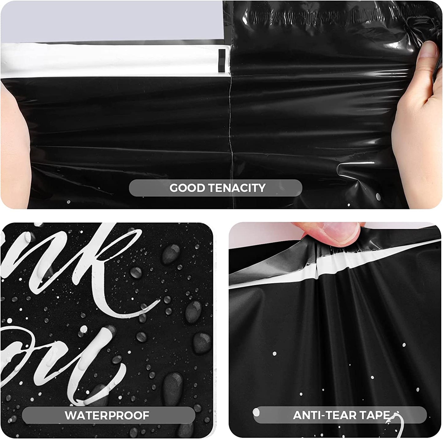 14.5x19 Poly - Mailer Self - Sealing Envelope Shipping Bags with Handle | Black - Shipping In Style