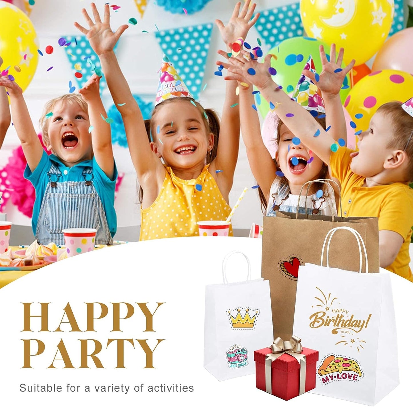 8x4.5x10 Inch Kraft Paper Gift Bags