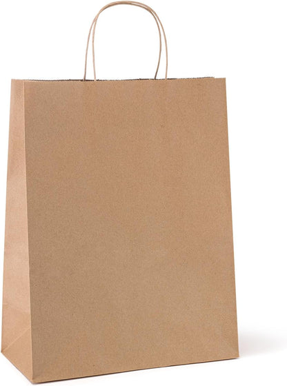 10x5x13 Inch Kraft Paper Gift Bags | 100 Pack Wholesale