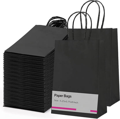 5.25x3.75x8 Inch Kraft Paper Gift Bags | 200 Pack Wholesale