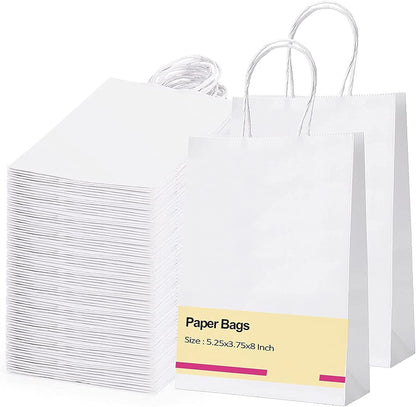 5.25x3.75x8 Inch Kraft Paper Gift Bags | 200 Pack Wholesale