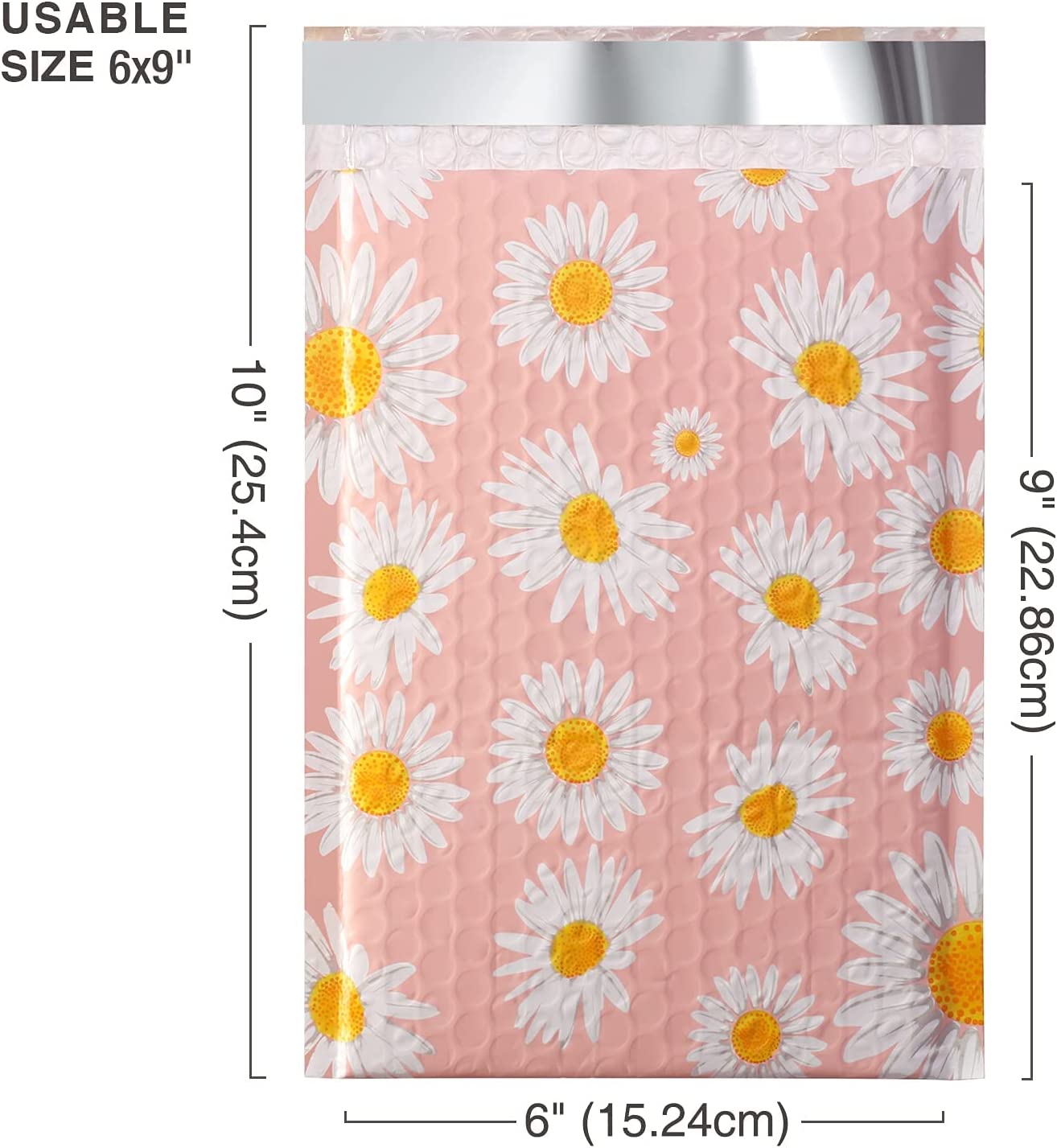 6x10 Inch Color Printing Bubble| Usable Size 6x9"| Mailers Daisy