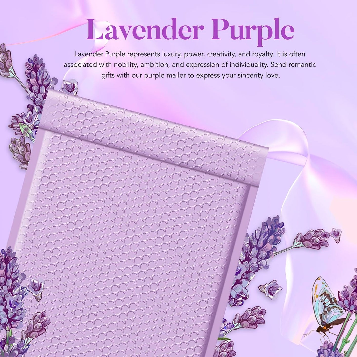 10.5x16 Bubble Mailer #5|Usable Size 10.5x15"| Lavender Purple