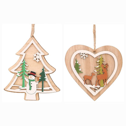 2D Christmas Ornaments Hand Painted Wood - Shipping In Style