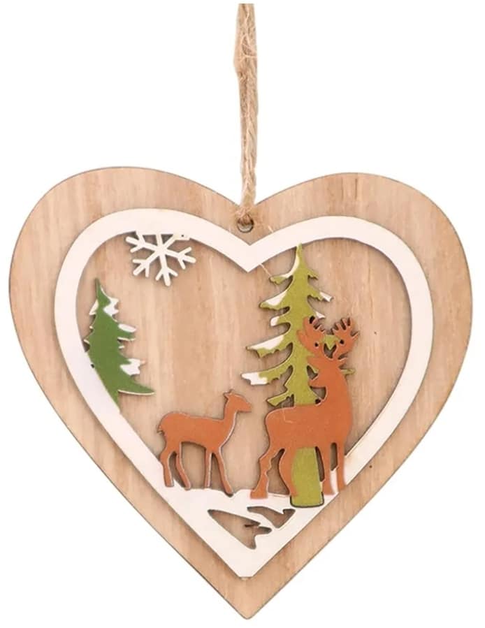 2D Christmas Ornaments Hand Painted Wood - Shipping In Style