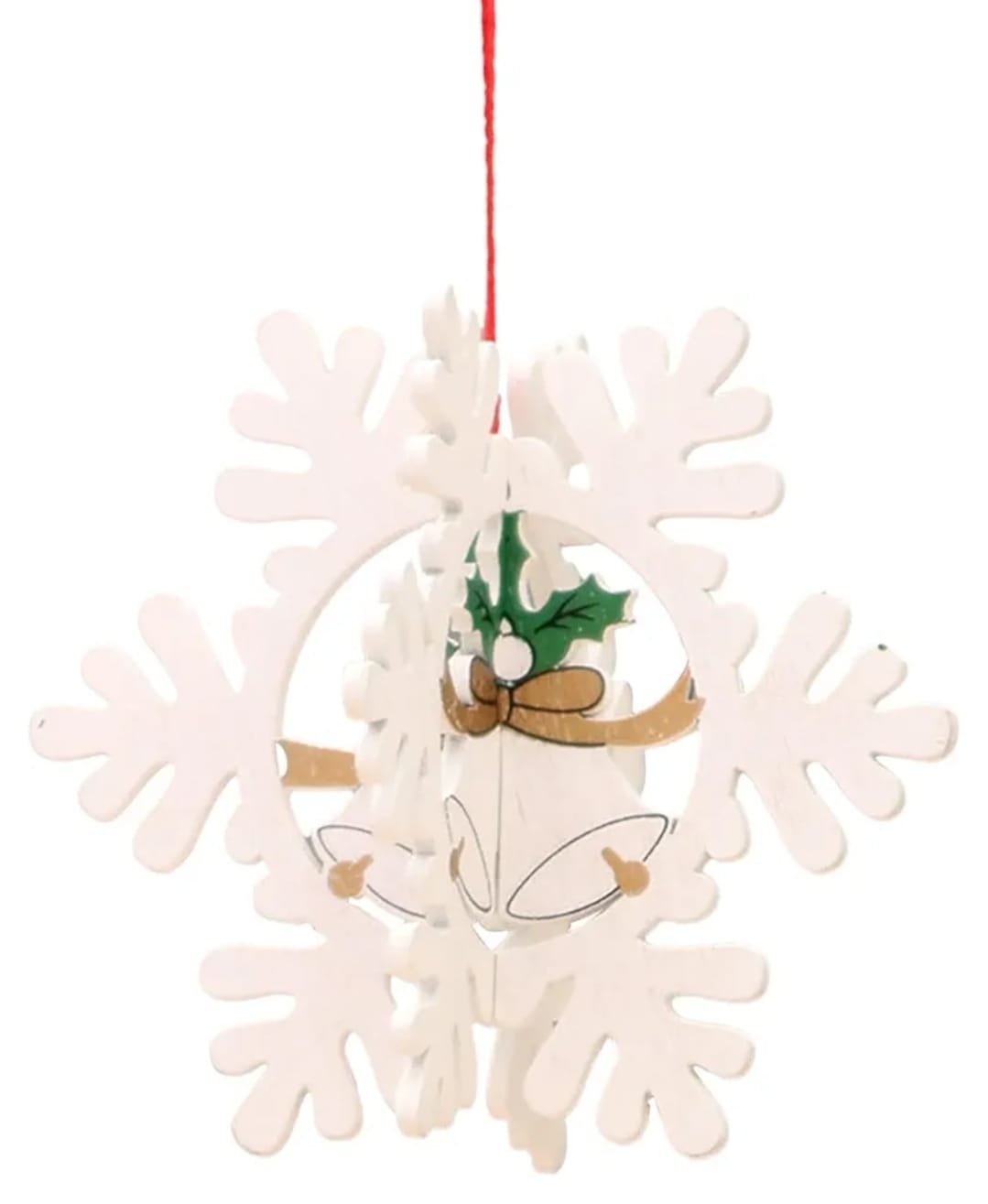 3D Snowflake Christmas Ornaments Hand Painted Wood - Shipping In Style