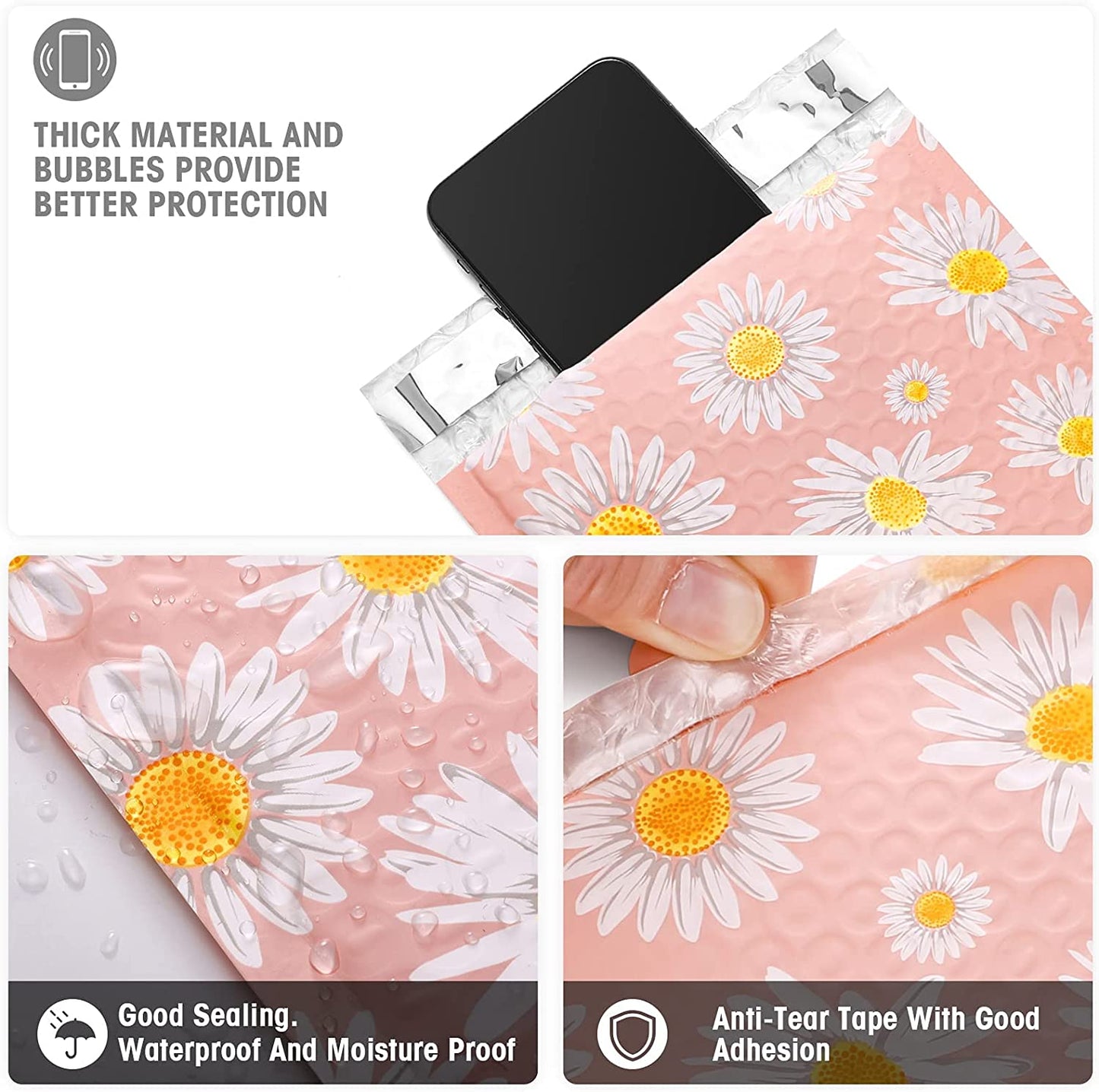 6x10 Inch Color Printing Bubble| Usable Size 6x9"| Mailers Daisy