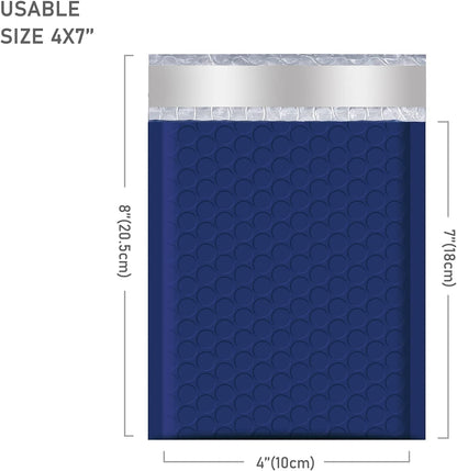 4x8 Bubble Mailer Padded Envelope  #000 | Usable Size 4x7" | Navy Blue