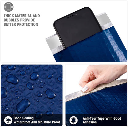 4x8 Bubble Mailer Padded Envelope  #000 | Usable Size 4x7" | Navy Blue
