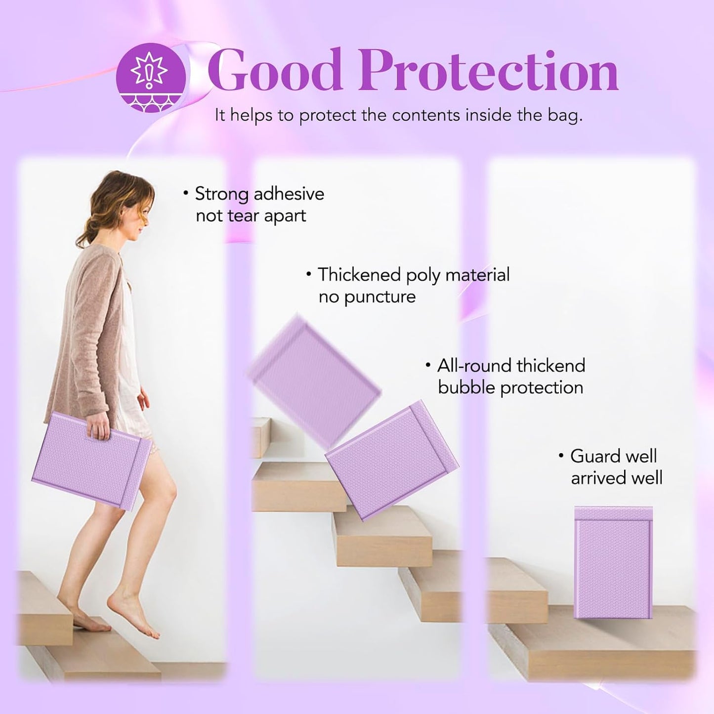 10.5x16 Bubble Mailer #5|Usable Size 10.5x15"| Lavender Purple