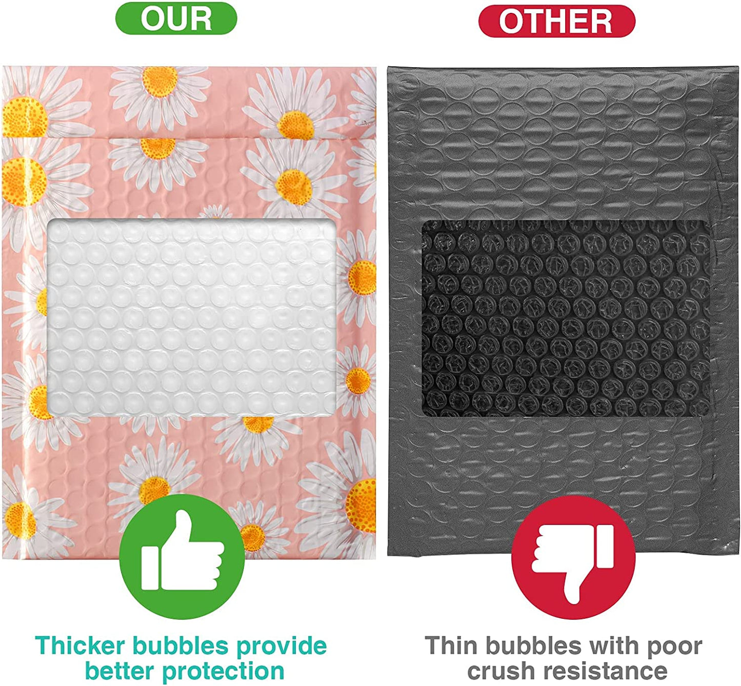 6x10 Inch Color Printing Bubble| Usable Size 6x9"| Mailers Daisy