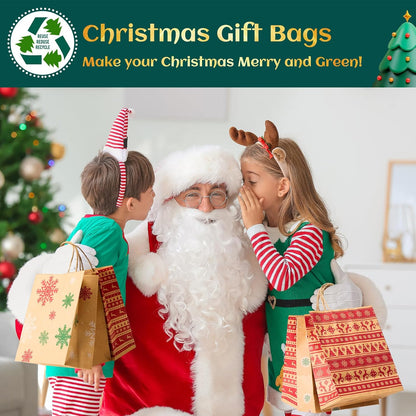8.6x7x3.3 Inch Kraft Paper Christmas Gift Bags | 384 Pack Wholesale