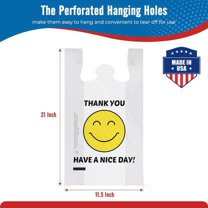 11.5x6.5x21“ 0.47mil Happy Smiling Face Plastic Bags | 1000 Counts Wholesale