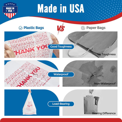 11.5x6.5x21“  0.47mil Thank You Plastic Bags 1000 Count Wholesale