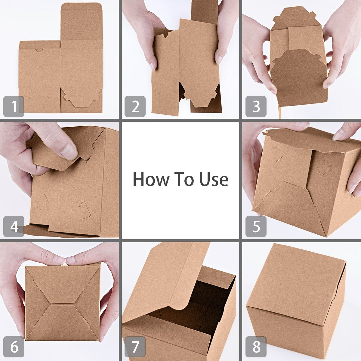 6x6x6 Inch Cardboard Gift Boxes with Lids Brown