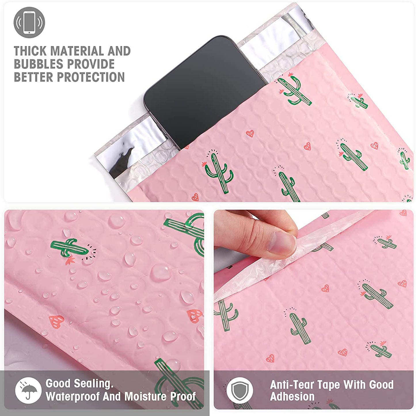 6x10 Inch Color Printing Bubble Mailers | Usable Size 6x9"|Cactus