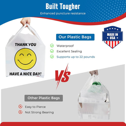 11.5x6.5x21“ 0.47mil Happy Smiling Face Plastic Bags | 1000 Counts Wholesale