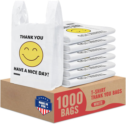 11.5x6.5x21“ 0.47mil Happy Smiling Face Plastic Bags | 1000 Counts Wholesale