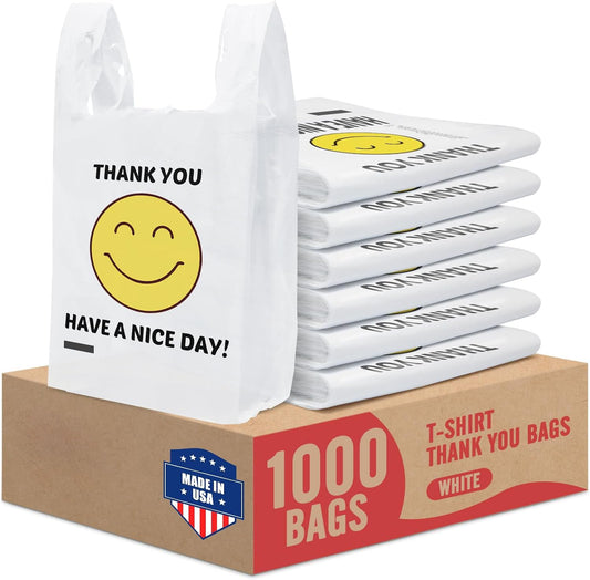 11.5x6.5x21“ 0.47mil Happy Smiling Face Plastic Bags | 1000 Counts Wholesale