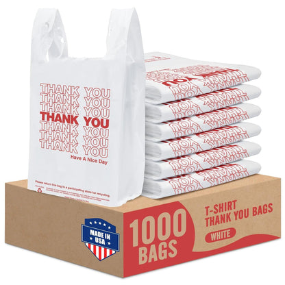 11.5x6.5x21“  0.47mil Thank You Plastic Bags 1000 Count Wholesale