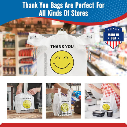 11.5x6.5x21“ 0.47mil Happy Smiling Face Plastic Bags | 1000 Counts Wholesale