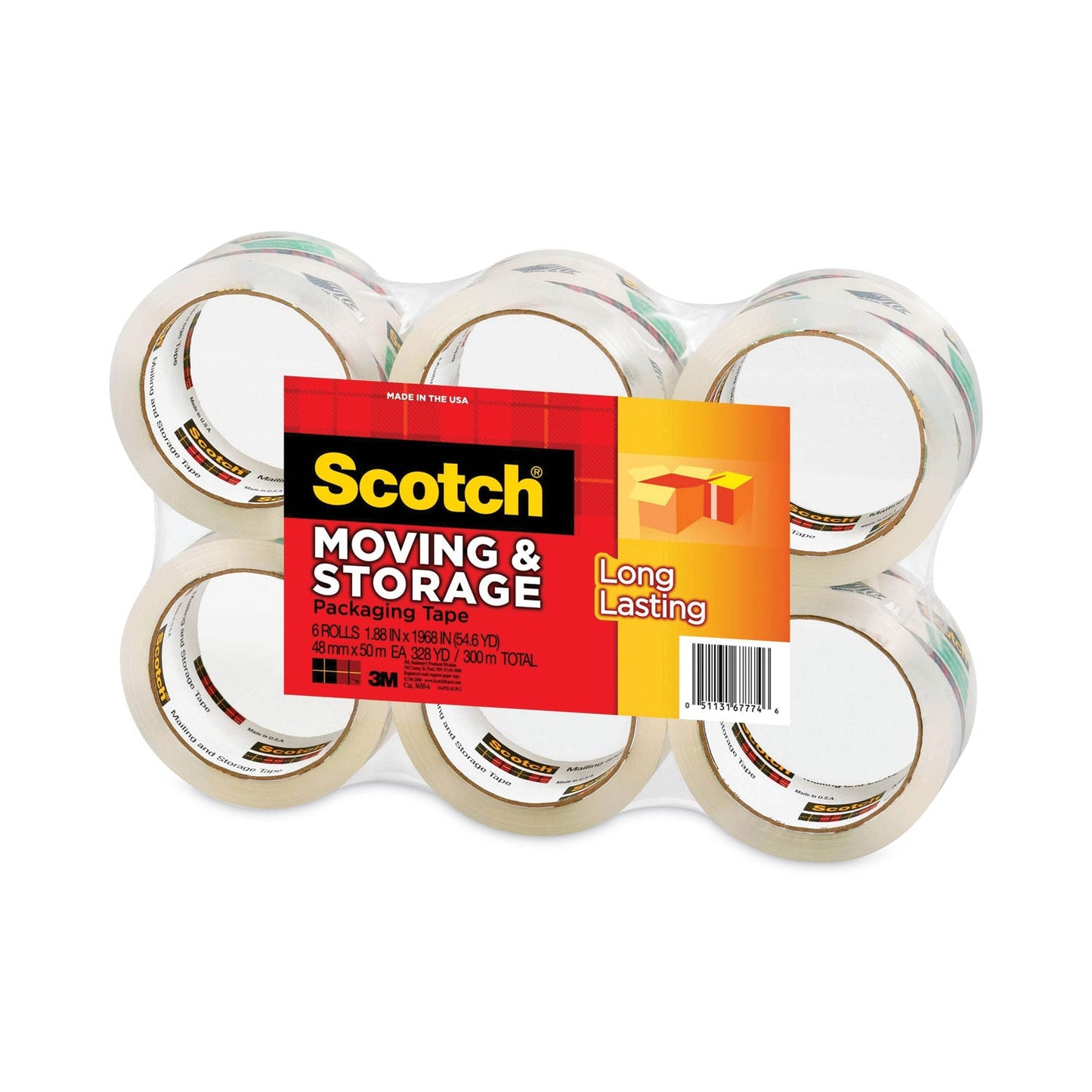 Scotch Storage Tape, 3" Core, 1.88" x 54.6 yds, Clear, 6/Pack