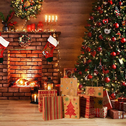 8.6x7x3.3 Inch Kraft Paper Christmas Gift Bags | 384 Pack Wholesale