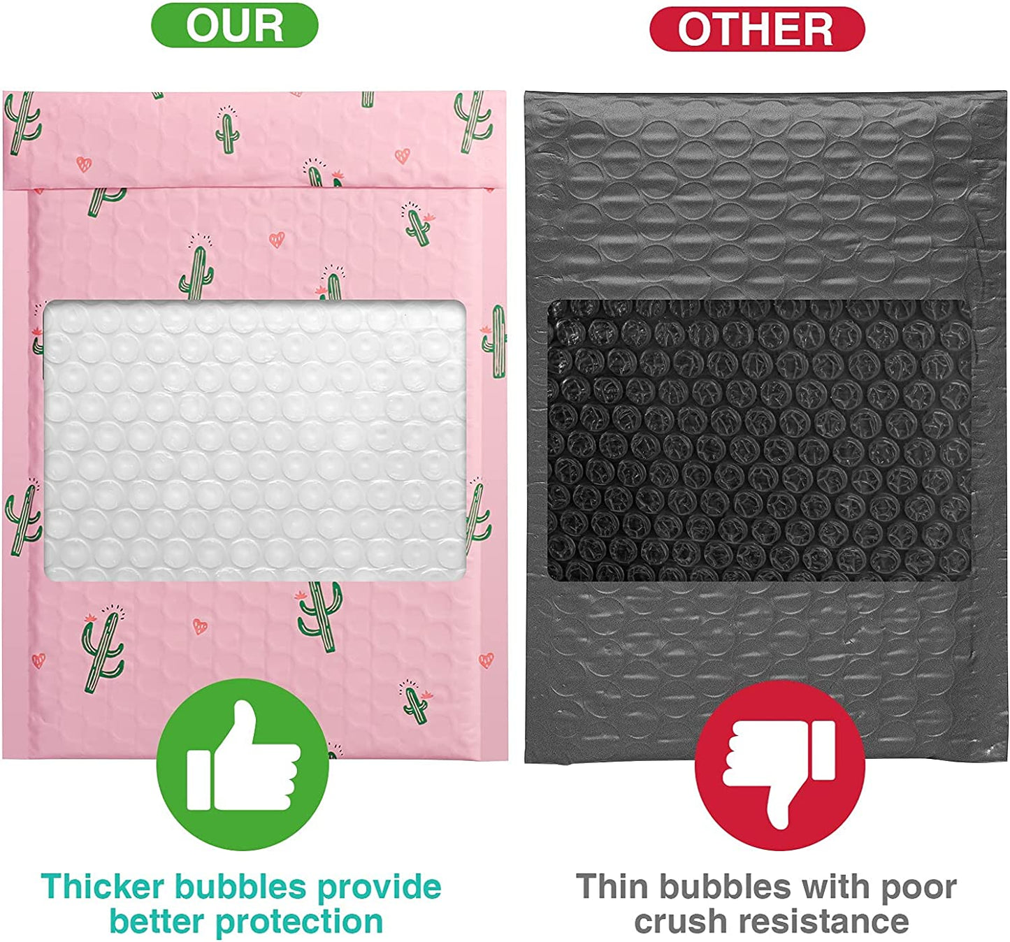 6x10 Inch Color Printing Bubble Mailers | Usable Size 6x9"|Cactus