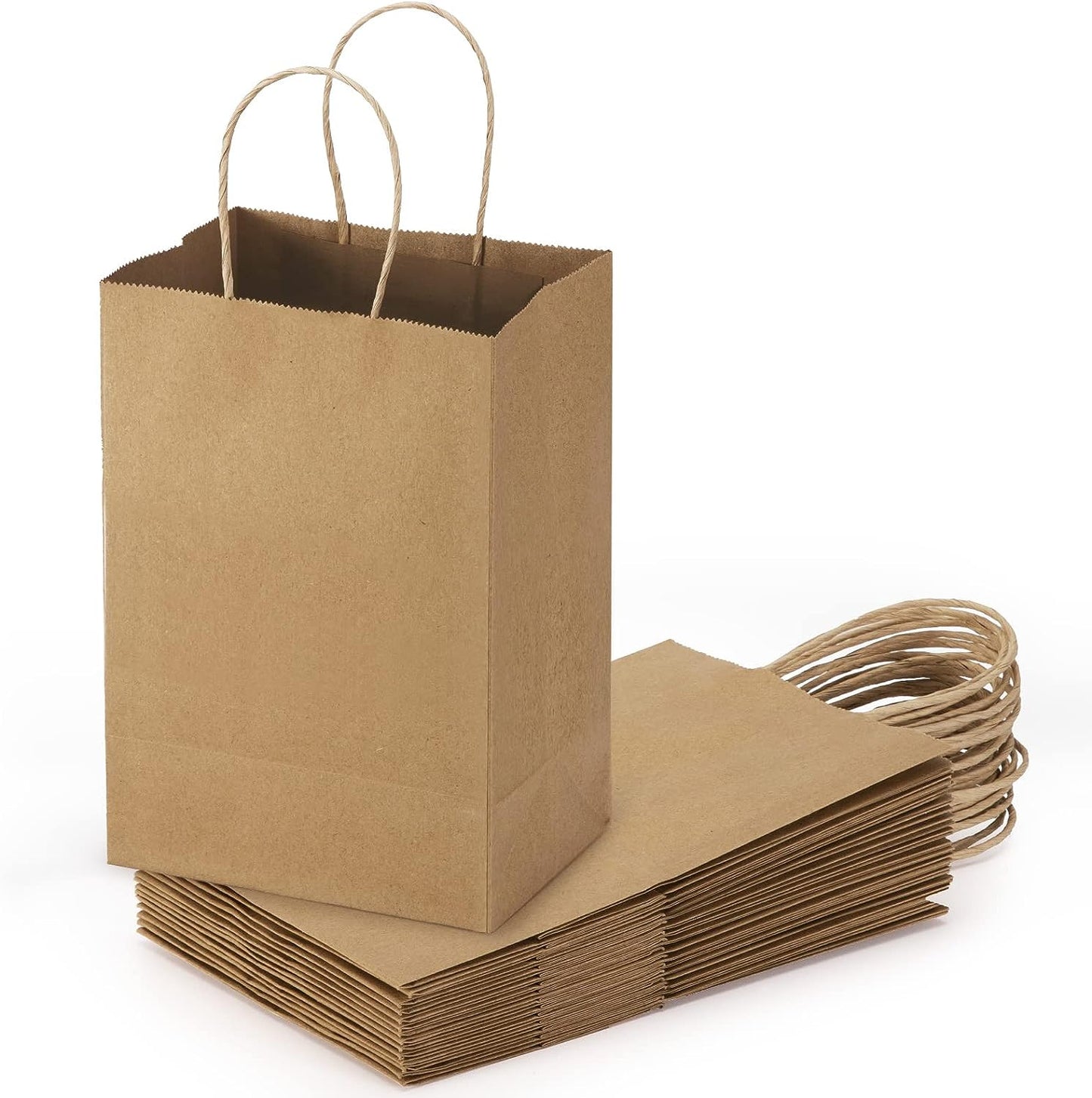 5.25x3.75x8 Inch Kraft Paper Gift Bags | 200 Pack Wholesale