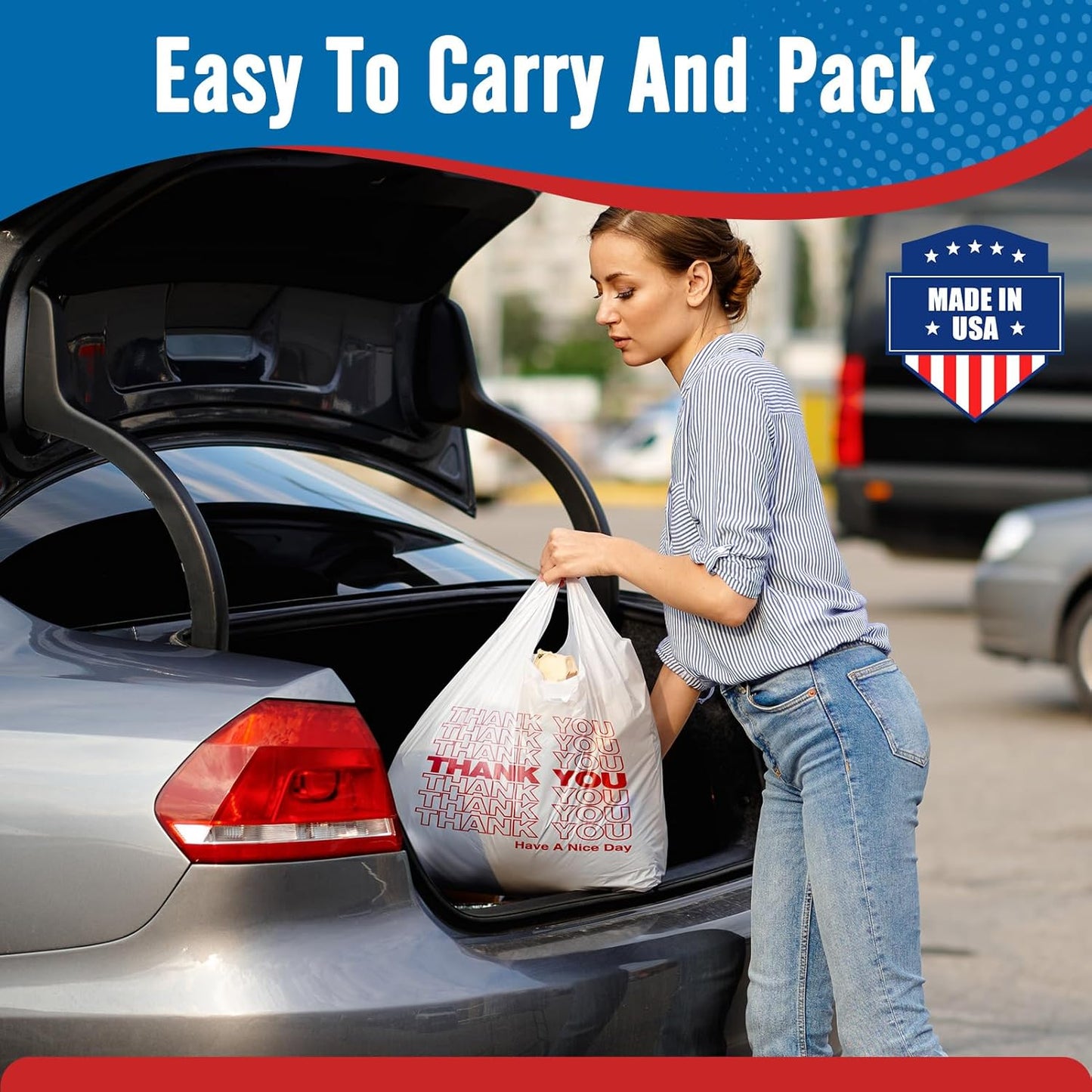 11.5 x 6.5 x 21“  0.47mil Thank You Plastic Bags 1000 Count
