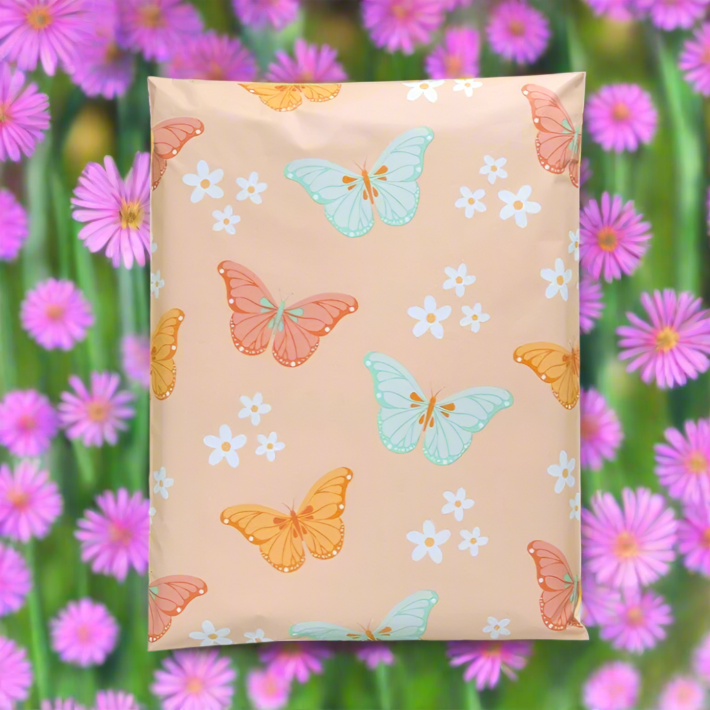 Butterfly Poly Mailers Size 7.5x10.5 Colorful Pastel Shipping Bags