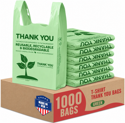 11.5x6.5x21“  0.47mil Thank You Plastic Bags 1000 Count Wholesale