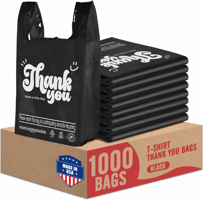 11.5x6.5x21“  0.47mil Thank You Plastic Bags 1000 Count Wholesale