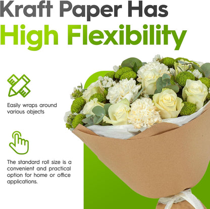 17.5 Inch x100ft Brown Kraft Paper Roll Craft Wrapping Paper | 16 Roll Wholesale