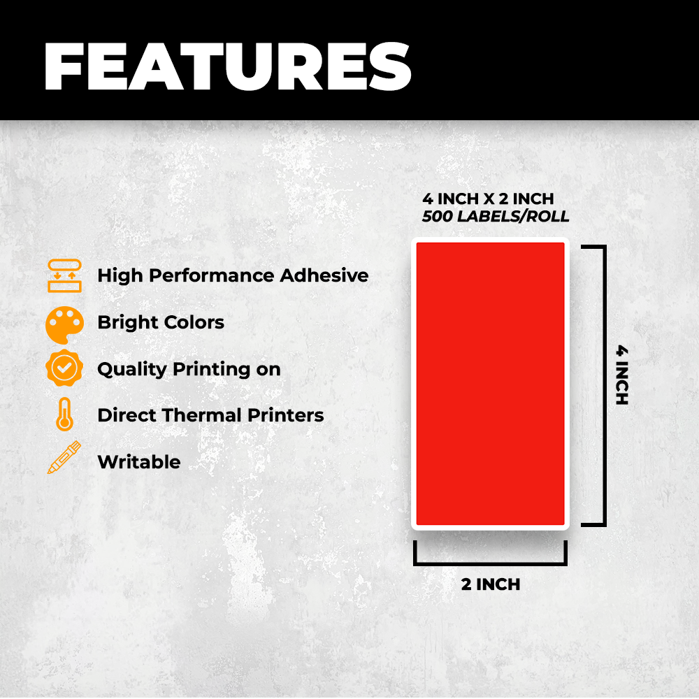 4" x 2" Direct Thermal Labels - 725 Stickers | LB-DTT (Made in USA)