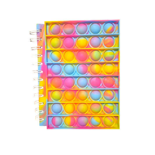 Colorful Fidget Bubble Pop Notebook Tie Dye Rainbow Spiral Journal