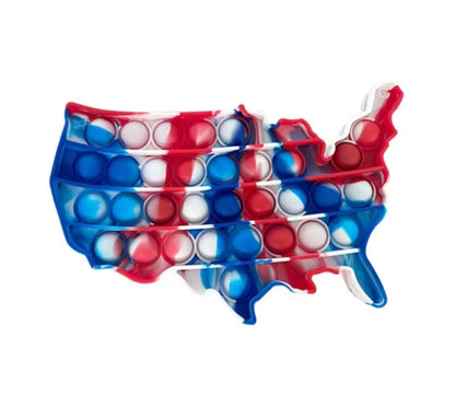 USA Shape Red White Blue Fidget Bubble Pop Toy