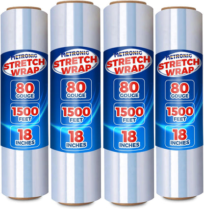Stretch Wrap/Film Roll 18" x 1500 Ft 80 Gauge Heavy Duty Plastic Packing